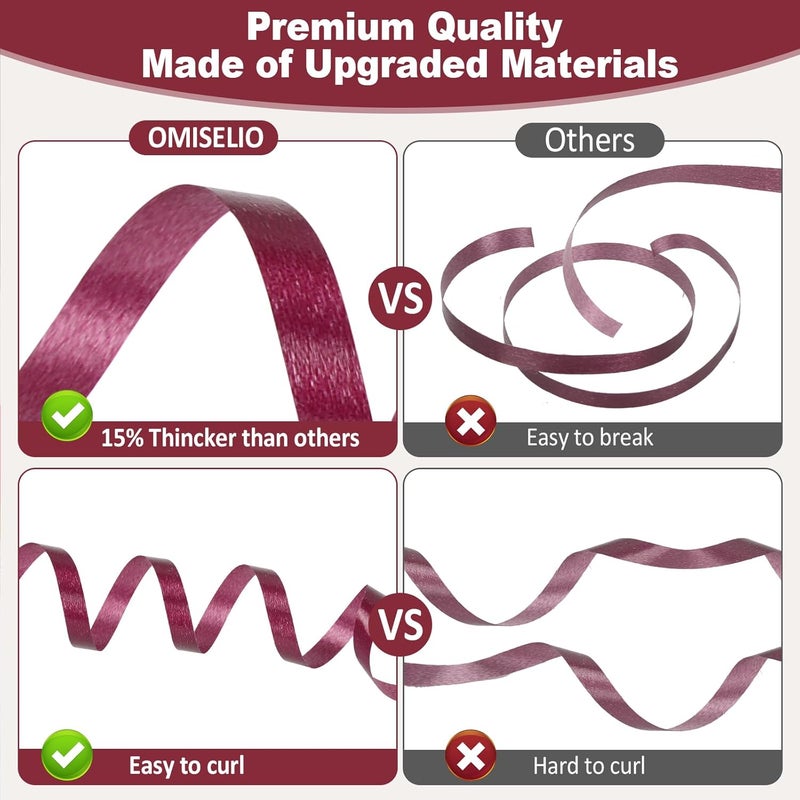 OMISELIO Burgundy Red Curling Ribbon - 500 Yards, Perfect for Gift Wrapping, Balloons, Valentine's Day, Christmas, Birthdays - Image 4